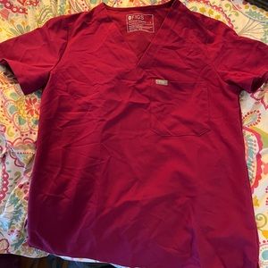 Figs Catalina one pocket dark magenta scrub top
